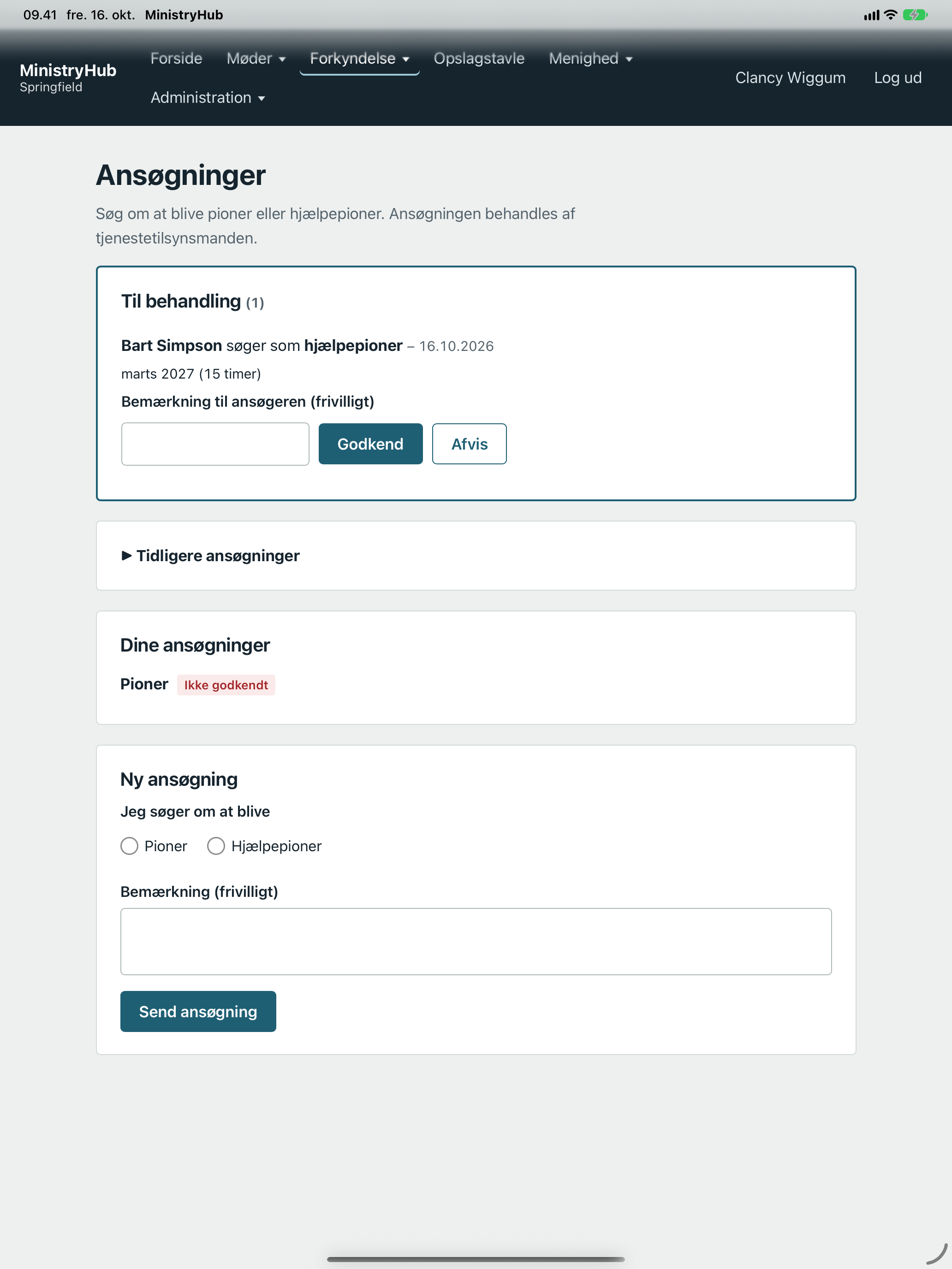 Ansøgninger til behandling på tablet