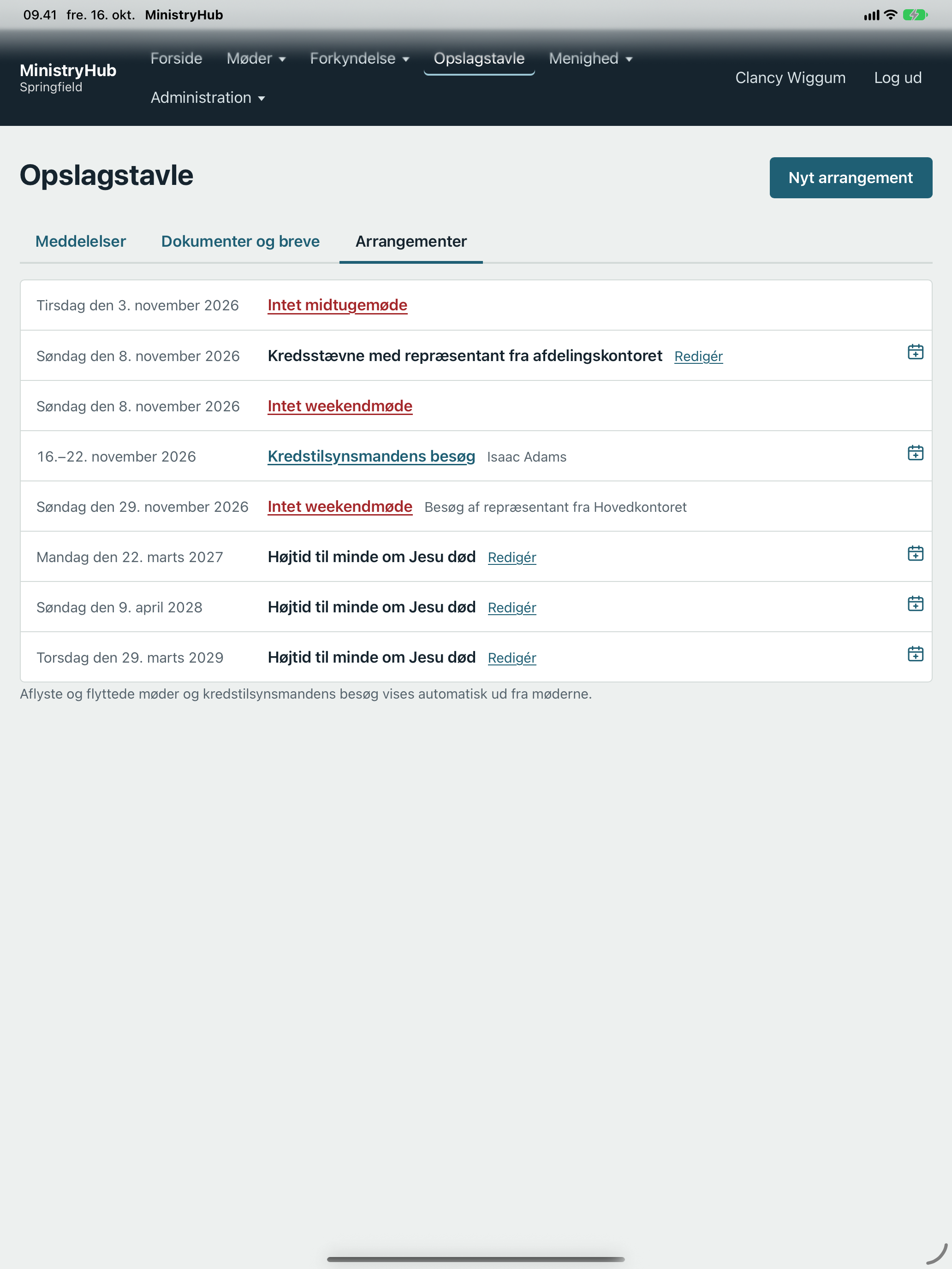 Opslagstavlen på tablet