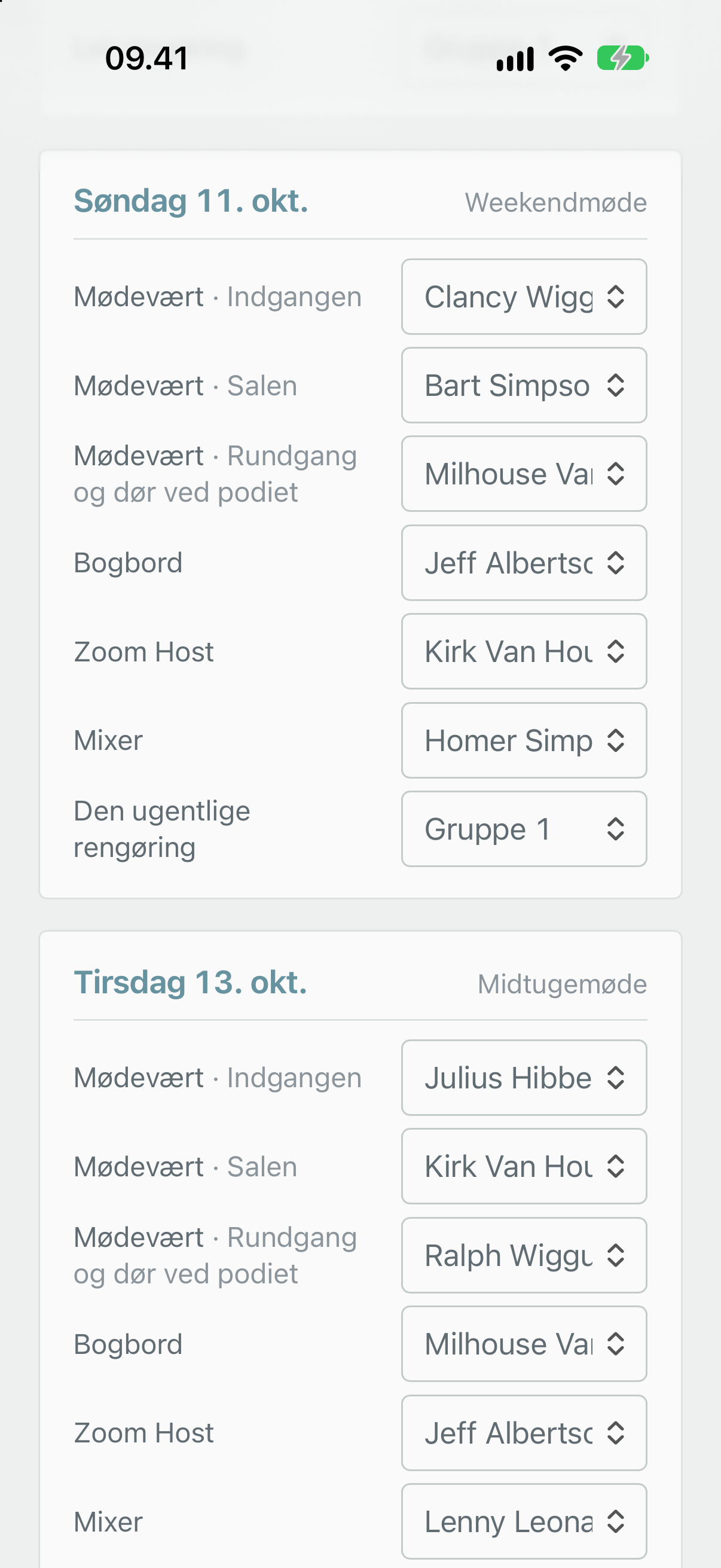 Pligter for måneden på telefon