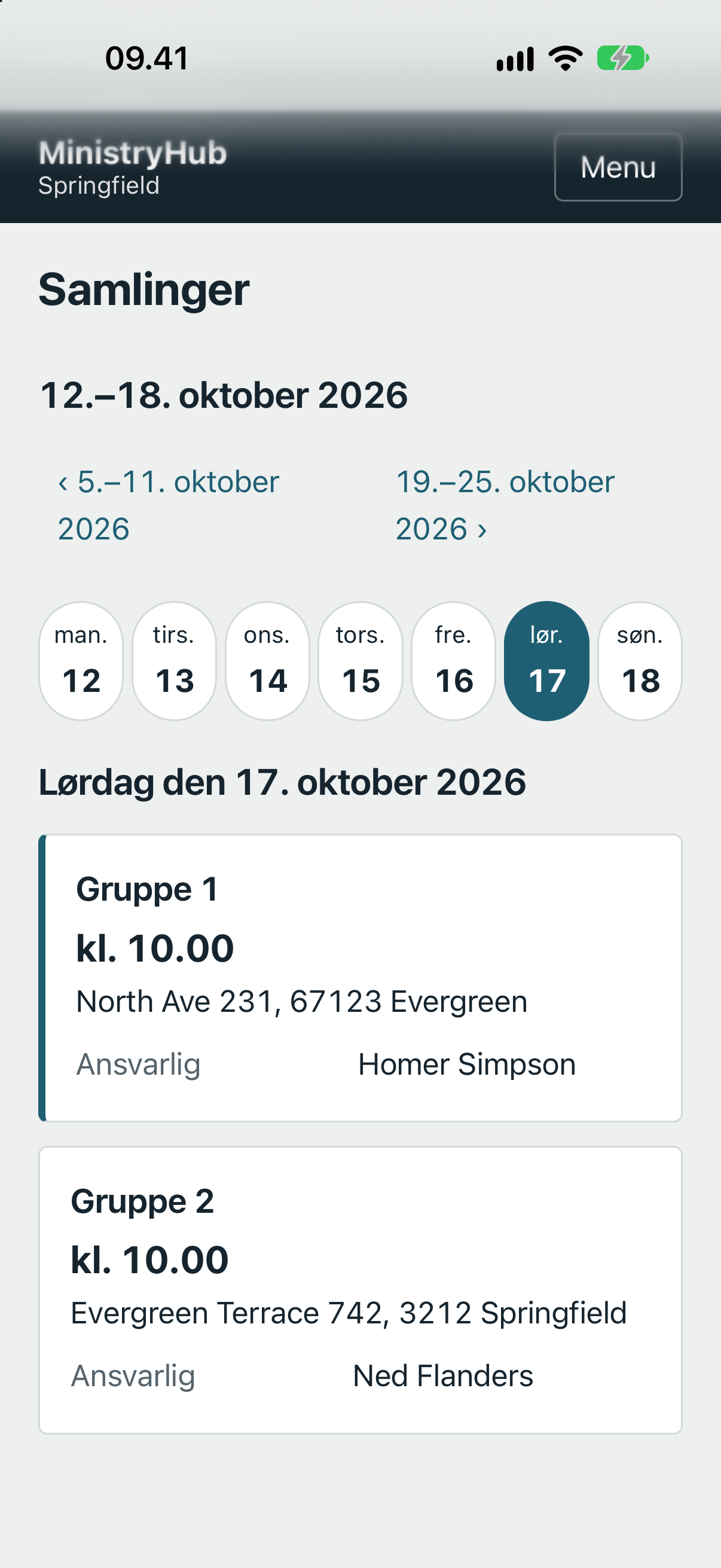 Ugens samlinger på telefon